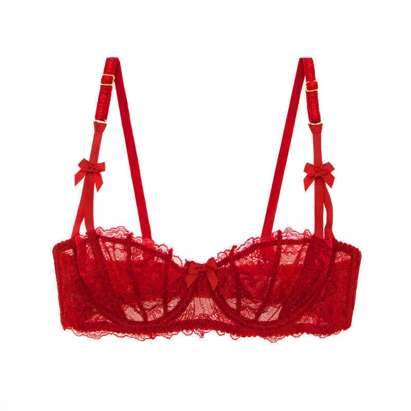 Briefes culotte varsbaby Noël de soutien-gorge rouge 1/2 tasse de string transparent lingerie sexy l2304