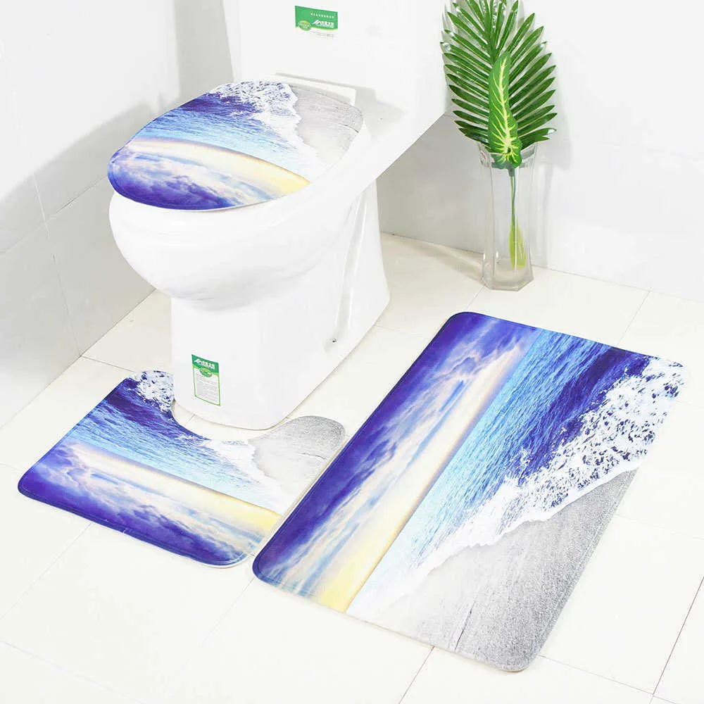 Bathroom Mat Set Anti-Slip Tapete Tapetes para Chavat Microfiber WC Steel Flannel Pavimento S 211026