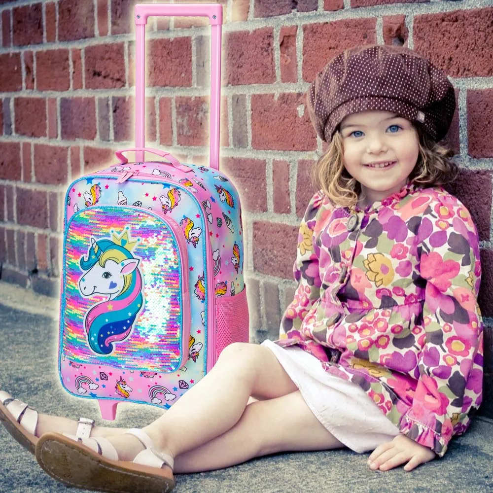 Kids Suitcase Rolling Luggage with Wheels for Girls - Unicorn