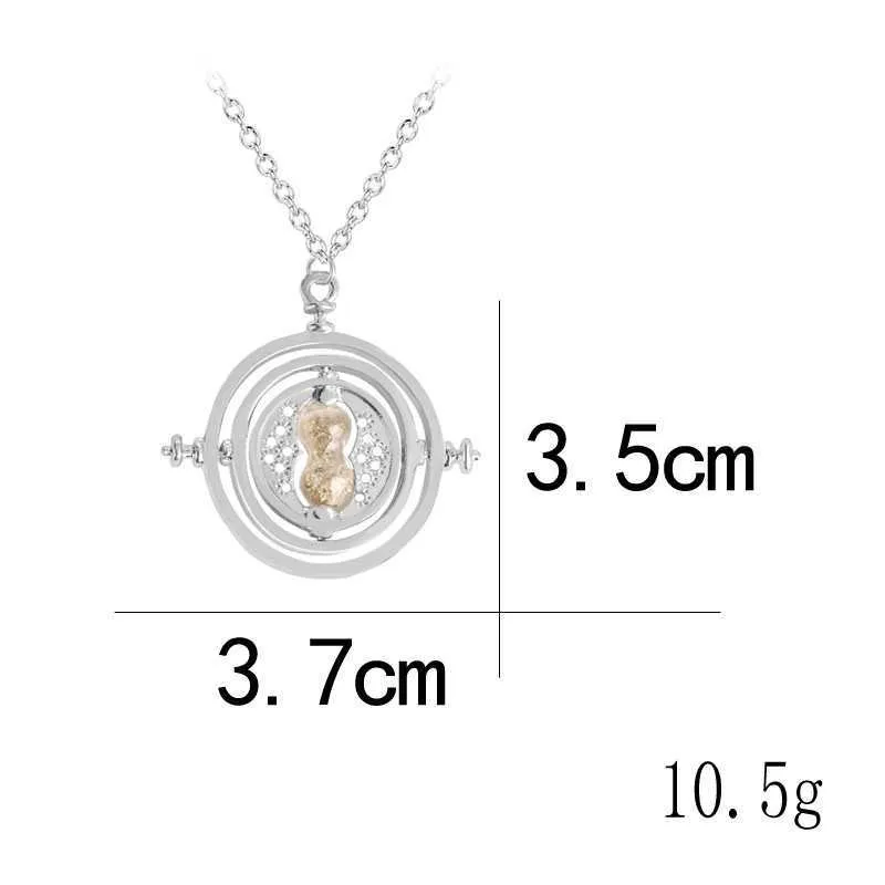 Lot Selling 35 cm Diameter Time Turner Necklace Movie Jewelry Rotating Hourglass Pendant Bulk Whole 2109297080638