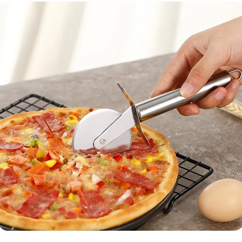 Set di tagliapizza con rotella pizza, affettatrice super affilata con impugnatura ergonomica antiscivolo, in acciaio inossidabile di qualità, pasticceria, cottura, troppo255V