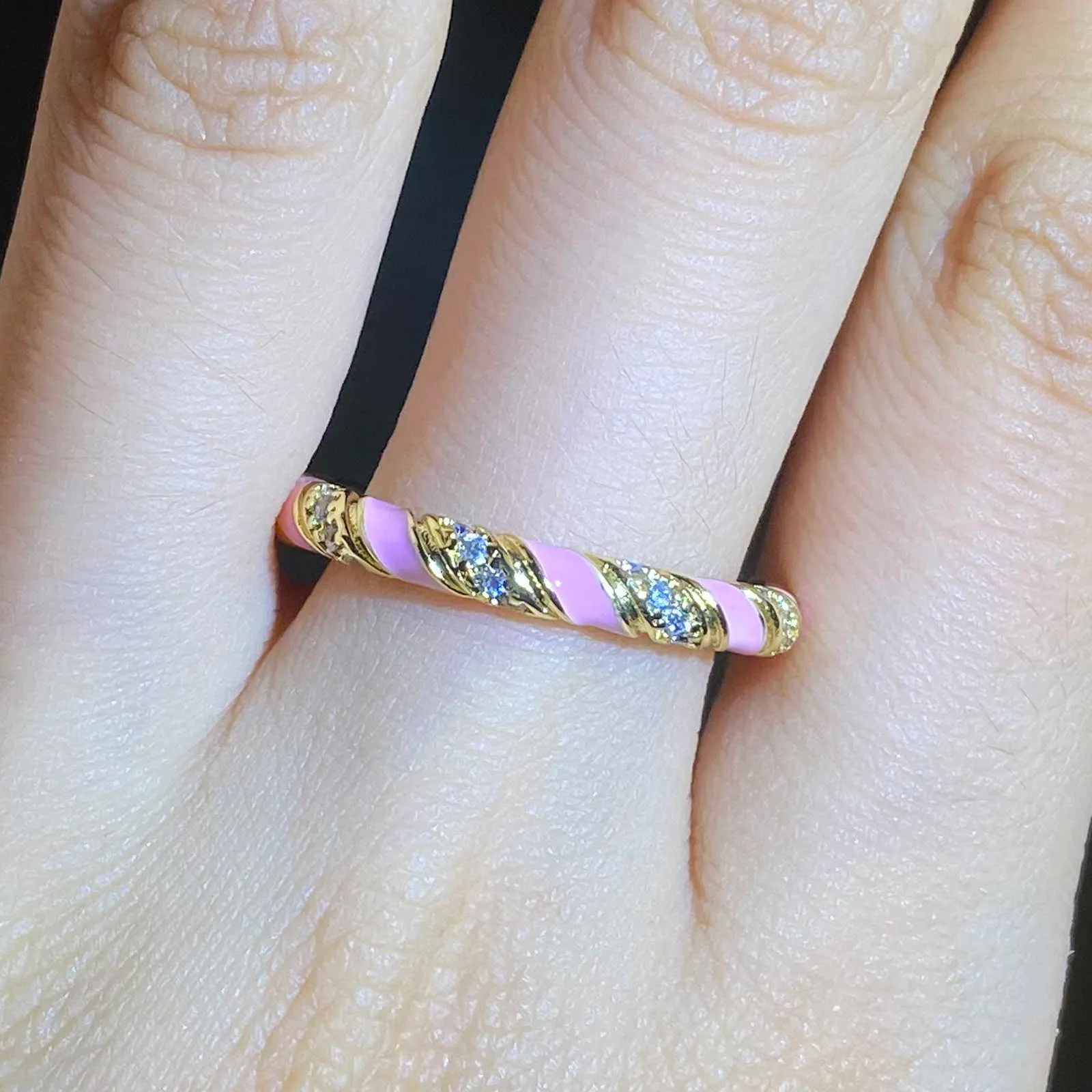 女性のためのカラフルなネオンオープンリング、エナメル滴り油ジルコンの指のリングの婚約の結婚指輪x0715