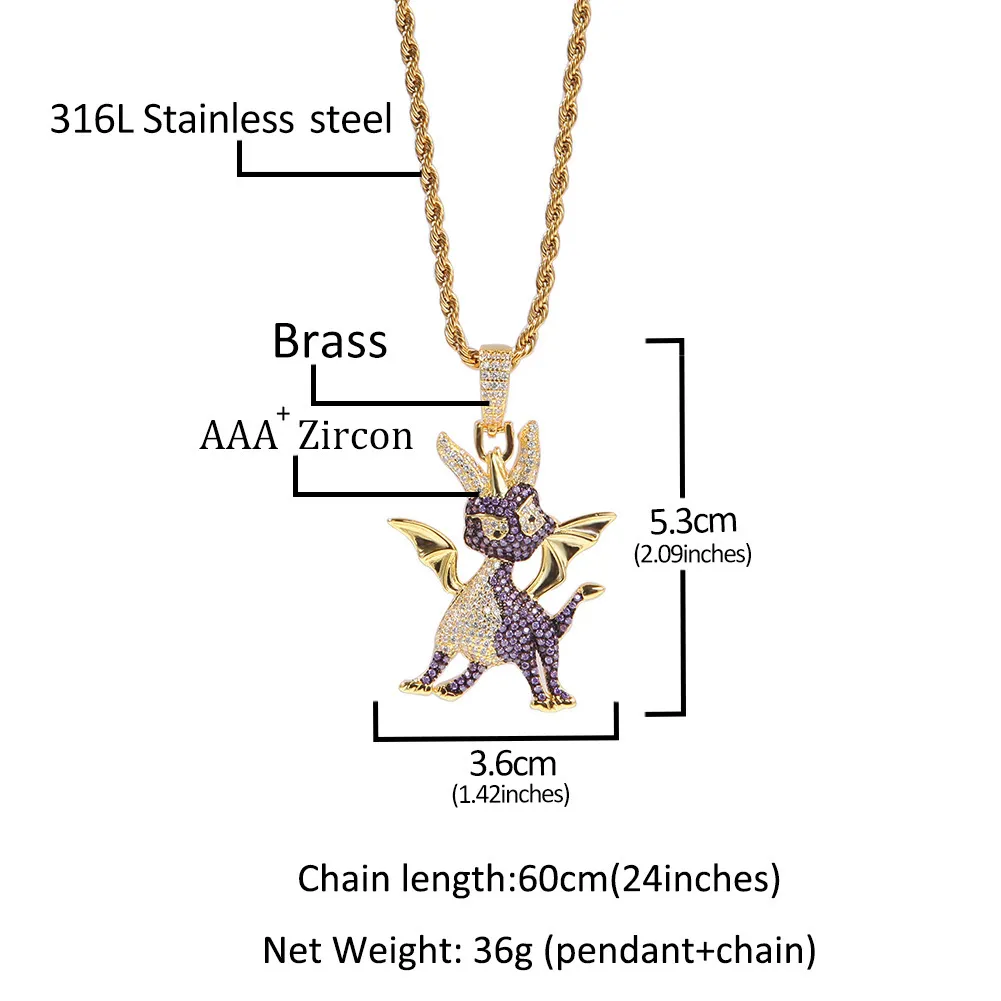 Freizeit-Anhänger-Halskette für Herren, mit Kupfer eingelegtem Zirkon, zweifarbiger Cartoon-Anhänger, personalisierte Hip-Hop-Accessoires, Diamant-Anhängerketten