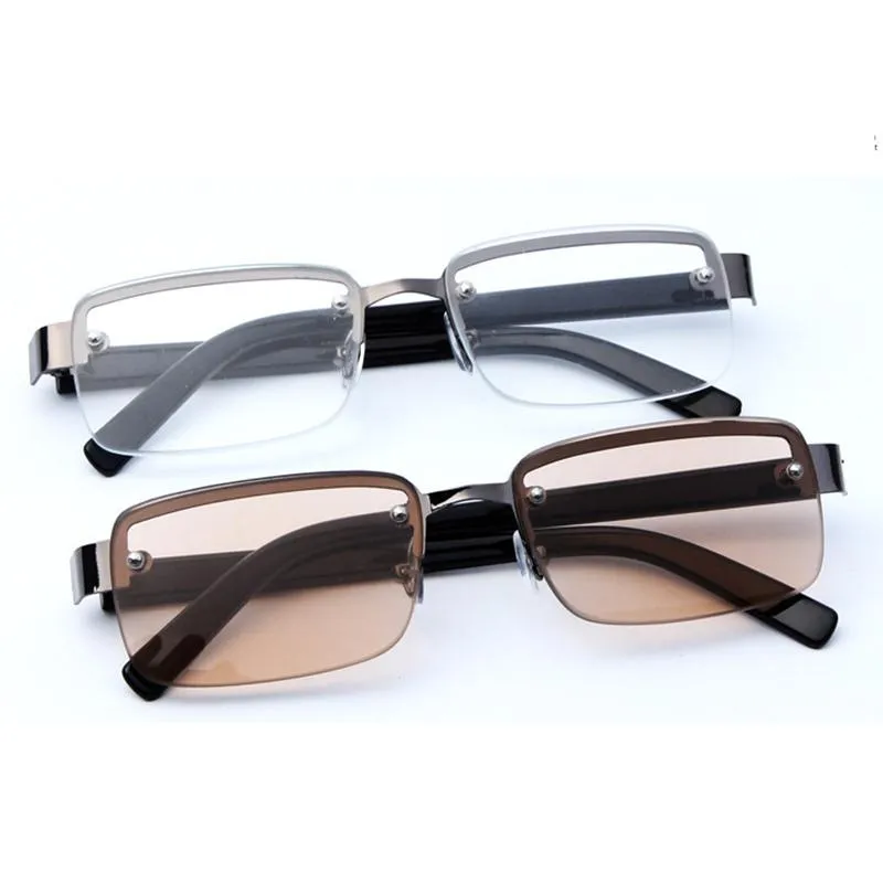 Sonnenbrille YCCRI 2021 Kristallglas Brillen Mode Halbrahmen Perforierte Leserahmenlose Brille251S