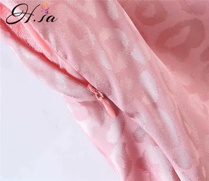 HSA Off Leopard Pink Party Party платье женщин сексуальные оборками летние платья праздник высокий сплит сарафана пляжная одежда 210716