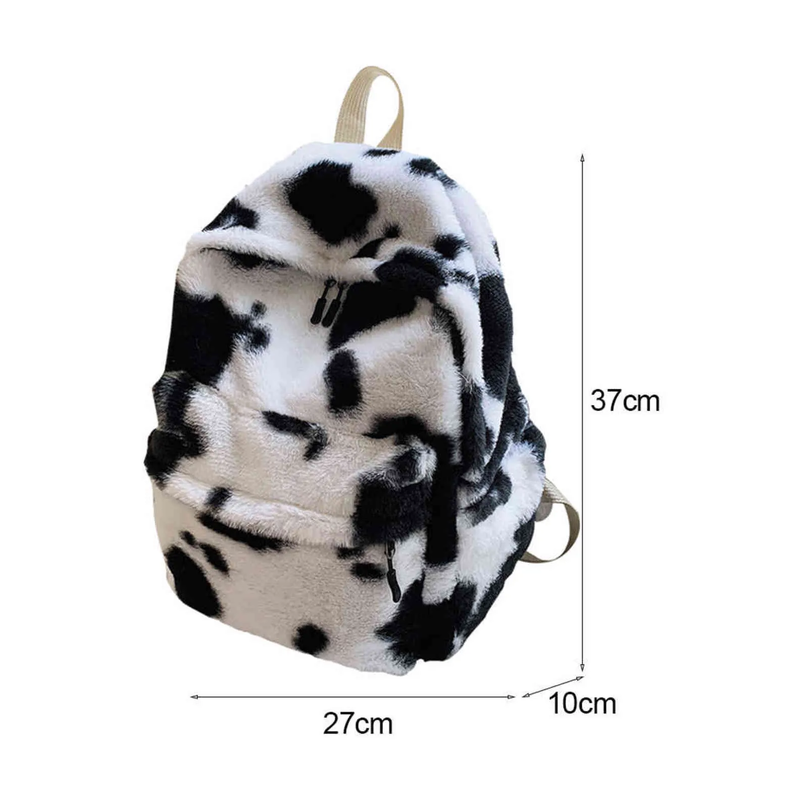 Mode vache léopard Animal motif imprimé sac à dos femmes automne hiver voyage décontracté doux en peluche grande capacité épaule Mochila Y1105