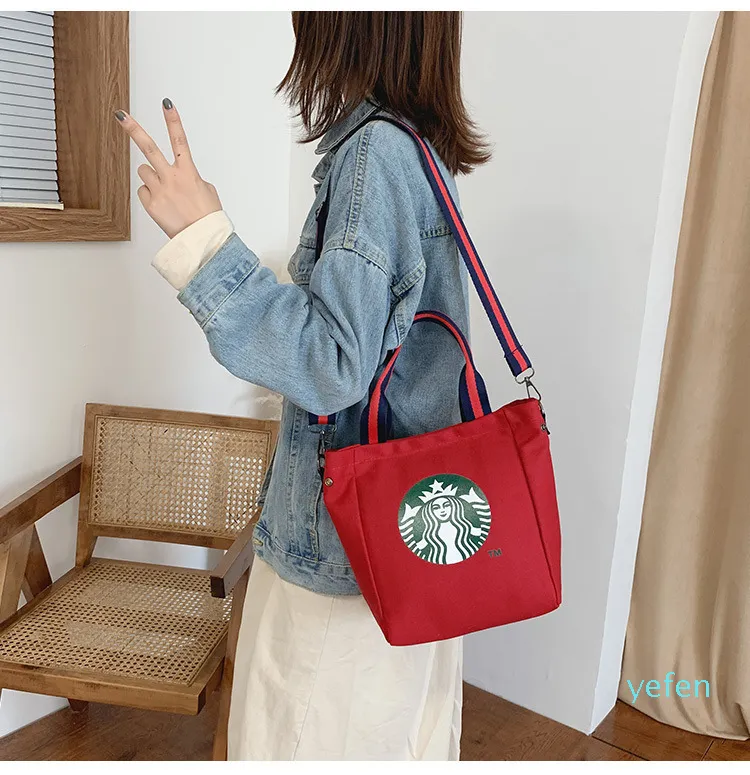 Sacos de bolsas coreanas para mulheres sacos de ombro de moda Starbucks Crossbody Organizer Fresh Lady Lady Sacos de compras Preppy S227Z