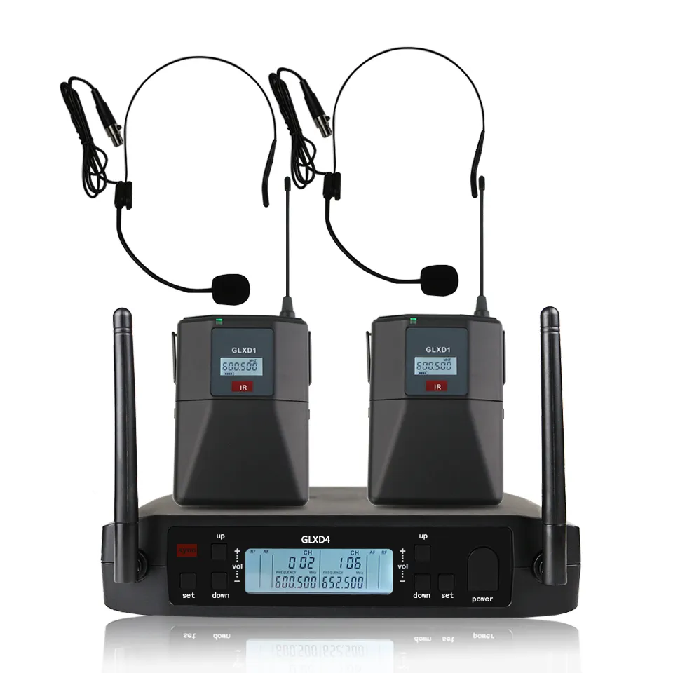 SOM GLXD4 Hochwertiges professionelles Dual-Wireless-Mikrofonsystem für Bühnenauftritte, dynamische 2-Kanal-2-Handhelds