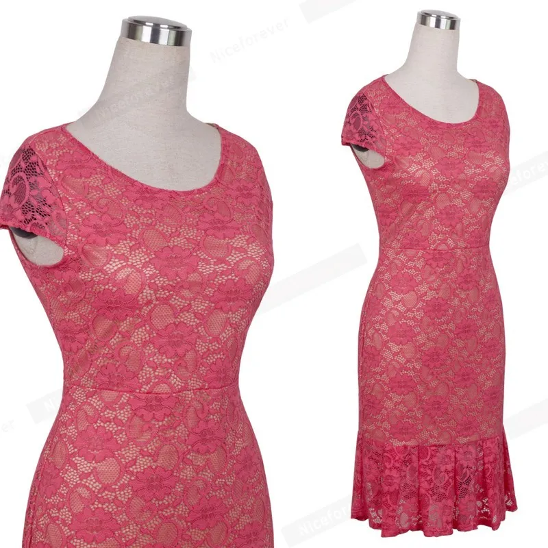 Trevligt för alltid elegant rosa spets sjöjungfru klänningar bodycon kvinnor fest klänning btyb33 210419