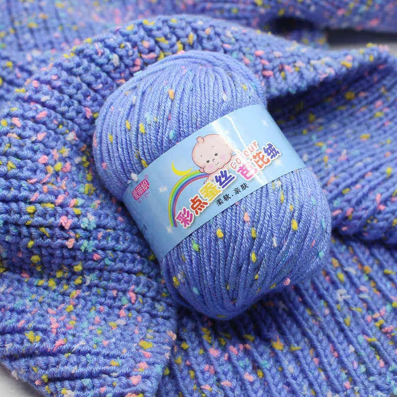 1 PZ 2 pz Filato Fantasia Bambino Cotone Filato di Cachemire Maglieria A Mano Crochet Filo di Lana Pettinata Colorato Cucito Eco-tinto Y211129