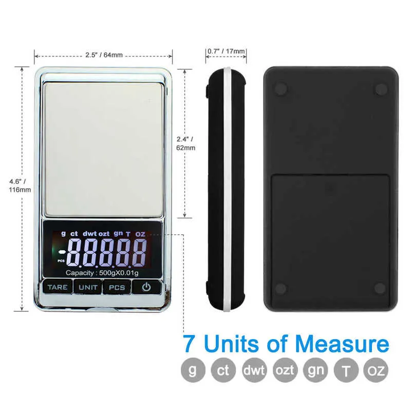 Mini Jewelry Pocket Scales High Precision Gold Diamond Accurate weight Balance Digital Electronic Scales 210927