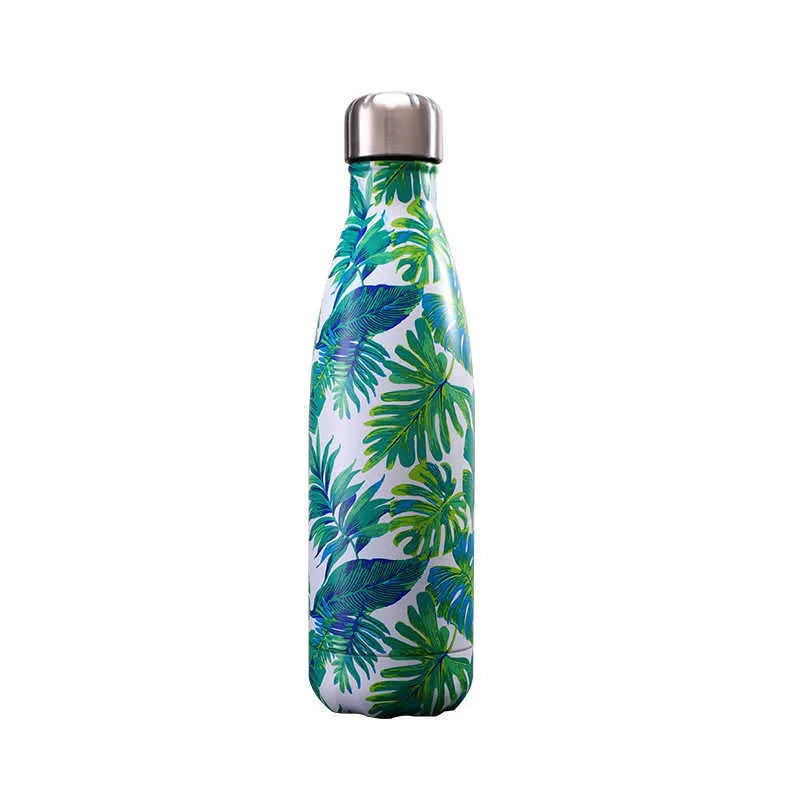 500ml parede dupla de aço inoxidável térmica caneca térmica forma de coque esporte garrafa de água para meninas mulheres flask de vácuo caneca de viagem copo 210809