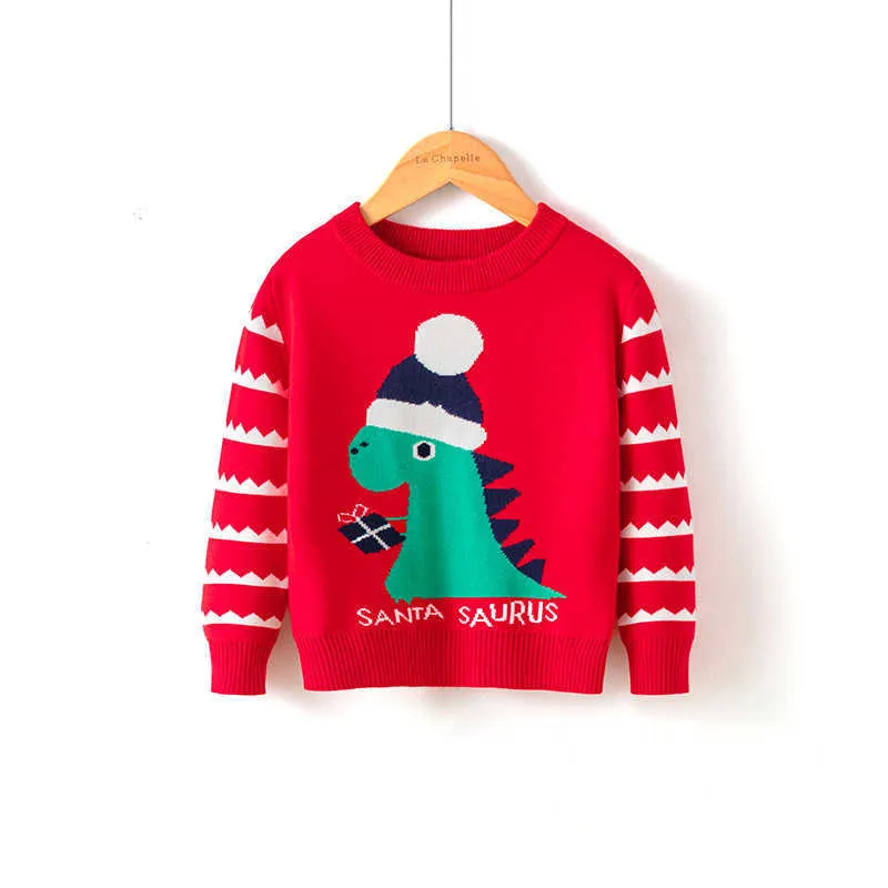 Dinosauro di Natale nuove ragazze ragazzi maglioni bambino inverno caldo manica lunga top ragazzi ragazze abbigliamento festa bambini maglione lavorato a maglia unisex Y1024