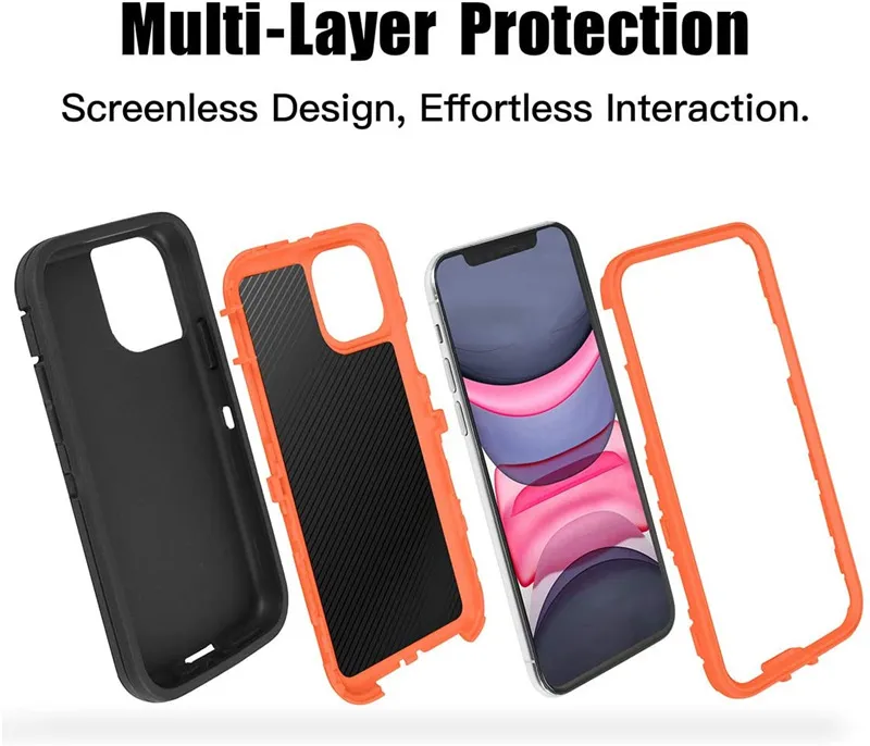 Luxe Defend CaseS voor iPhone14PROMAX 14PRO 14 14PLUS 13PROMAX 13PRO 13 12 ProMax 3 in 1 ShockProof Cover Outdoor Rugged BOX Case Met clip