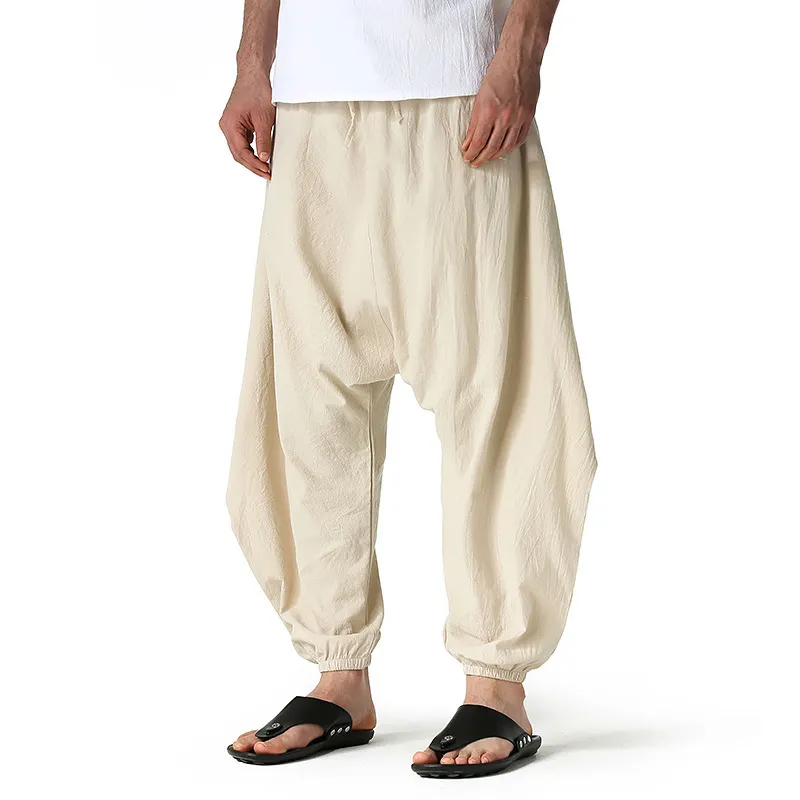 Mens Solid Mens Calça Casual Algodão Harem Calças Homens Respirável Baggy Harajuku Streetwear Calças de Sweatpants 210524
