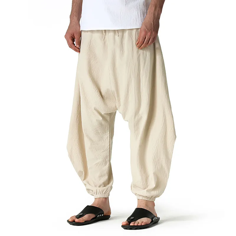 Solide hommes pantalons croisés décontracté coton sarouel hommes respirant Baggy Harajuku Streetwear surdimensionné pantalon pantalons de survêtement 210524