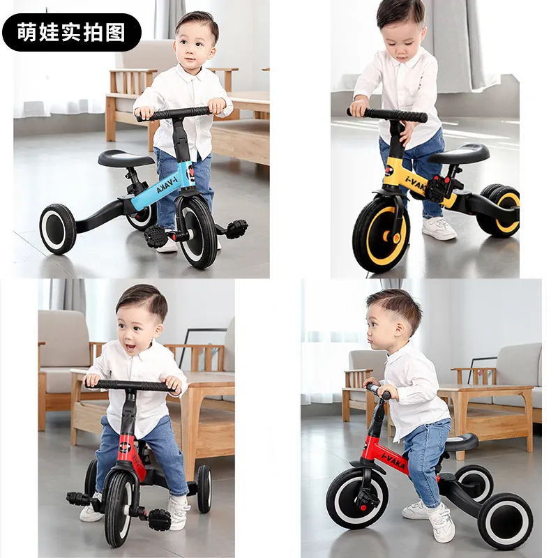 Tedesco 6 in 1 Auto bambini children039s triciclo bici a pedali può far scorrere l'equilibrio scooter leggero passeggino pieghevole spingere a mano bambini Car1395287