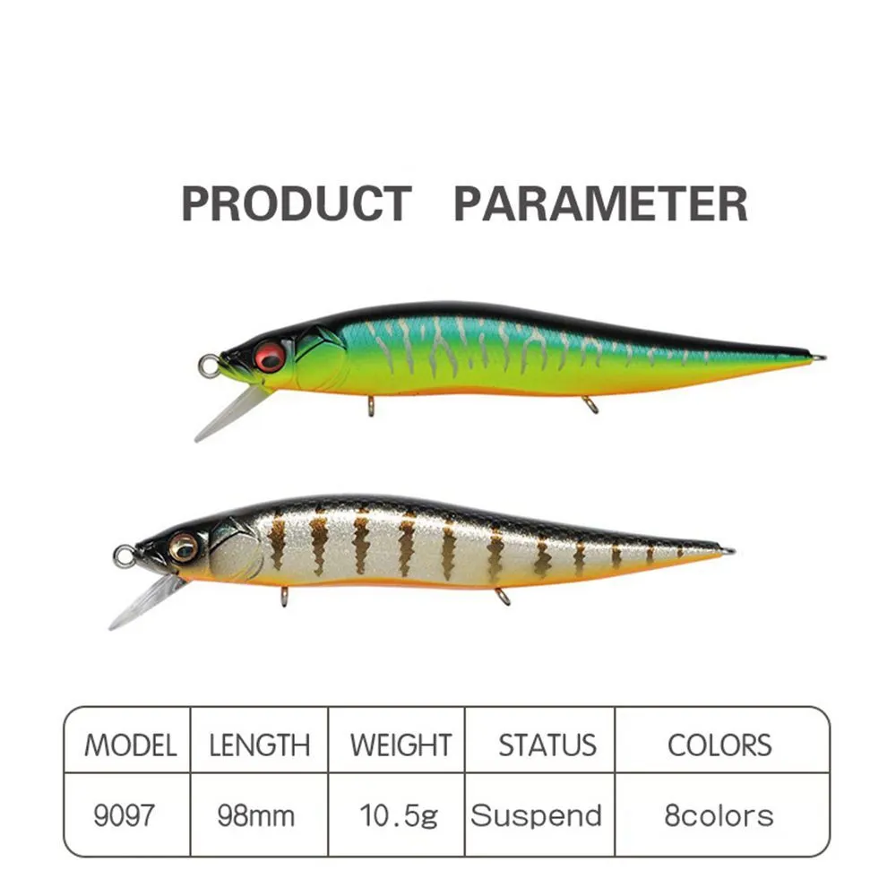 Yüzen minnow mini balıkçılık, gürültü topu 98mm 105g krankbait wobblers ile yüzme yapay sert yemler bas