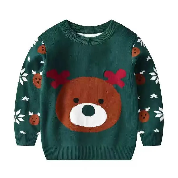 Kids Clothes Girls Sweaters Winter Double Layer Thick Christmas Sweater Cartoon Cute Boy Sweaters Knitted Pullover tops Y1024