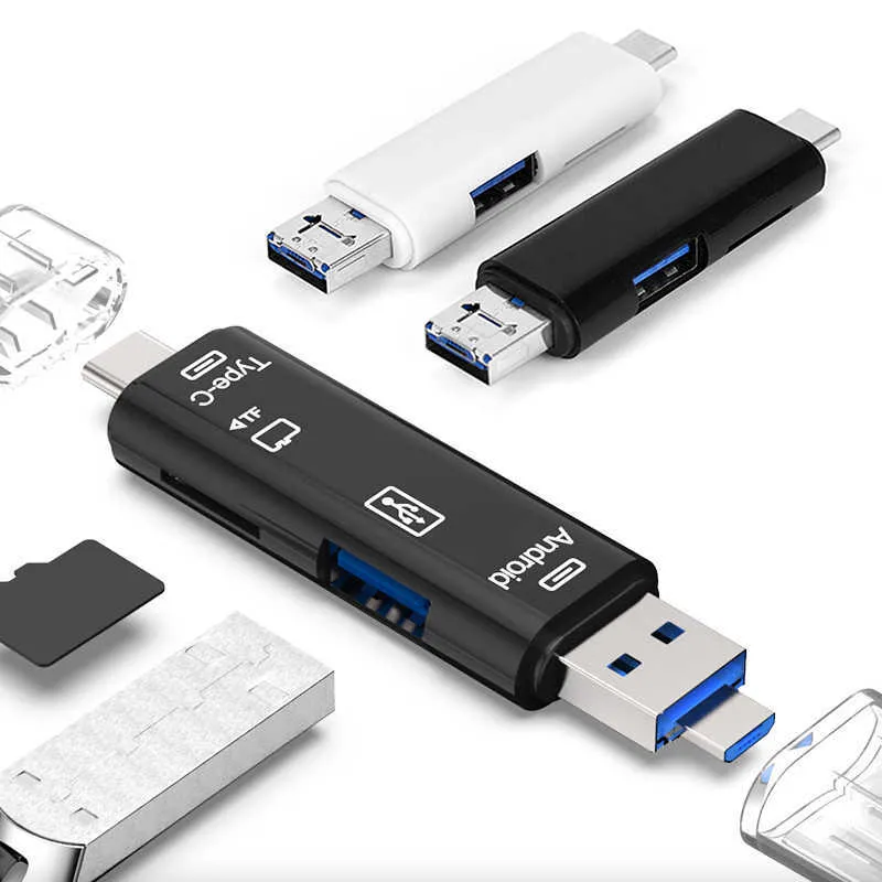 عشوائي واحد USB 2.0 Card Reader Type C USB Micro USB Memory TF OTG READER