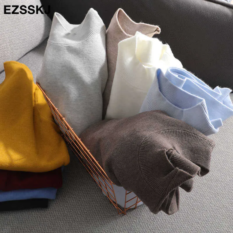 Podstawowy Turtleneck Smukły sweter Pullover Kobiety Jesień Zima Casual Z Długim Rękawem Dla Kobiet Kobiet Chic Skoczków TOP 211018