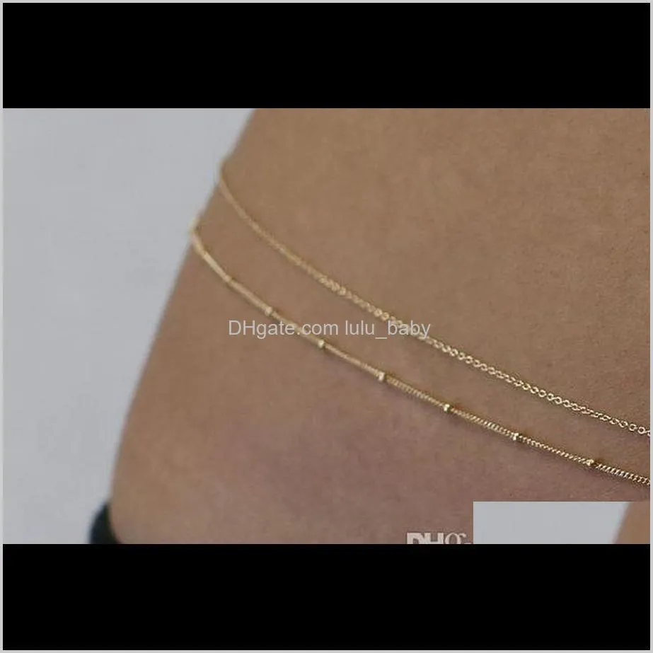 fashion sexy gold/silver double layer beads waist chain for women summer belly chain beach body chain ornament jewelry