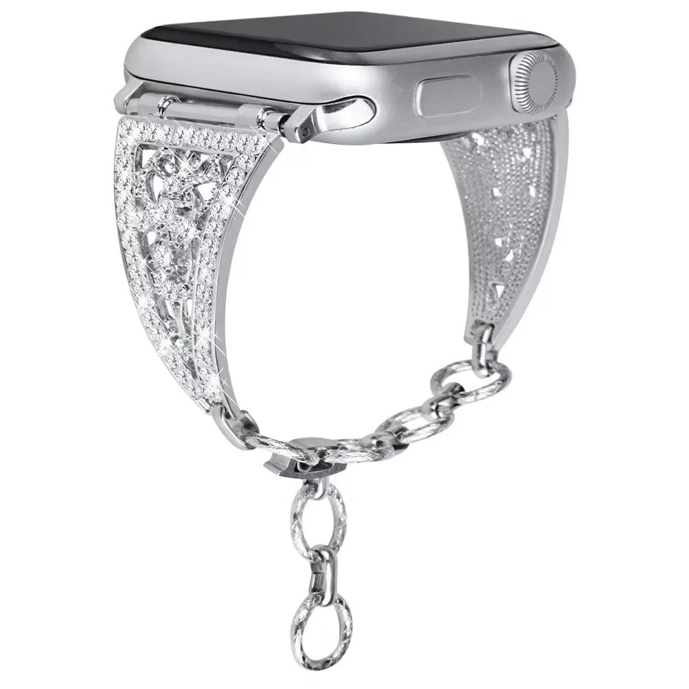 Pulseira de mulheres de luxo Bling Diamond para Apple Watch Band Série 6 SE 5 4 3 Correia de metal para Iwatch 40mm 44mm 38mm 42mm Correia de corrente 7298290