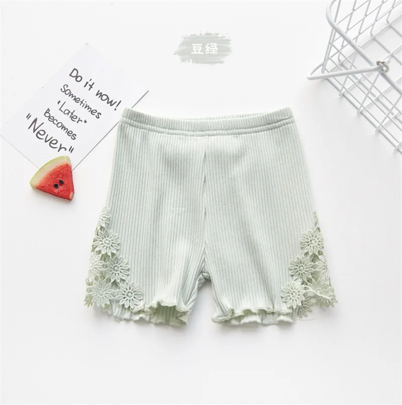 Summer girls lace patchwork solid color base shorts baby girl cotton Ant all-match 210508