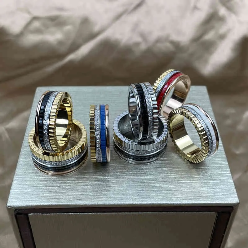 925 Sterling Silber Goldplated Gear Keramik rotierender Ring Männer und Frauen Mode Persönlichkeit Luxusbrand Party Geschenk Schmuck 8561247