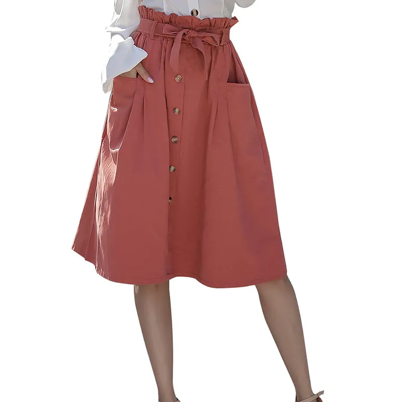 Frauen Rock Bandage Vintage Hohe Taille Röcke Damen Rot Blau Alle Übereinstimmung Plus Größe Lange Sommer Mode 210513