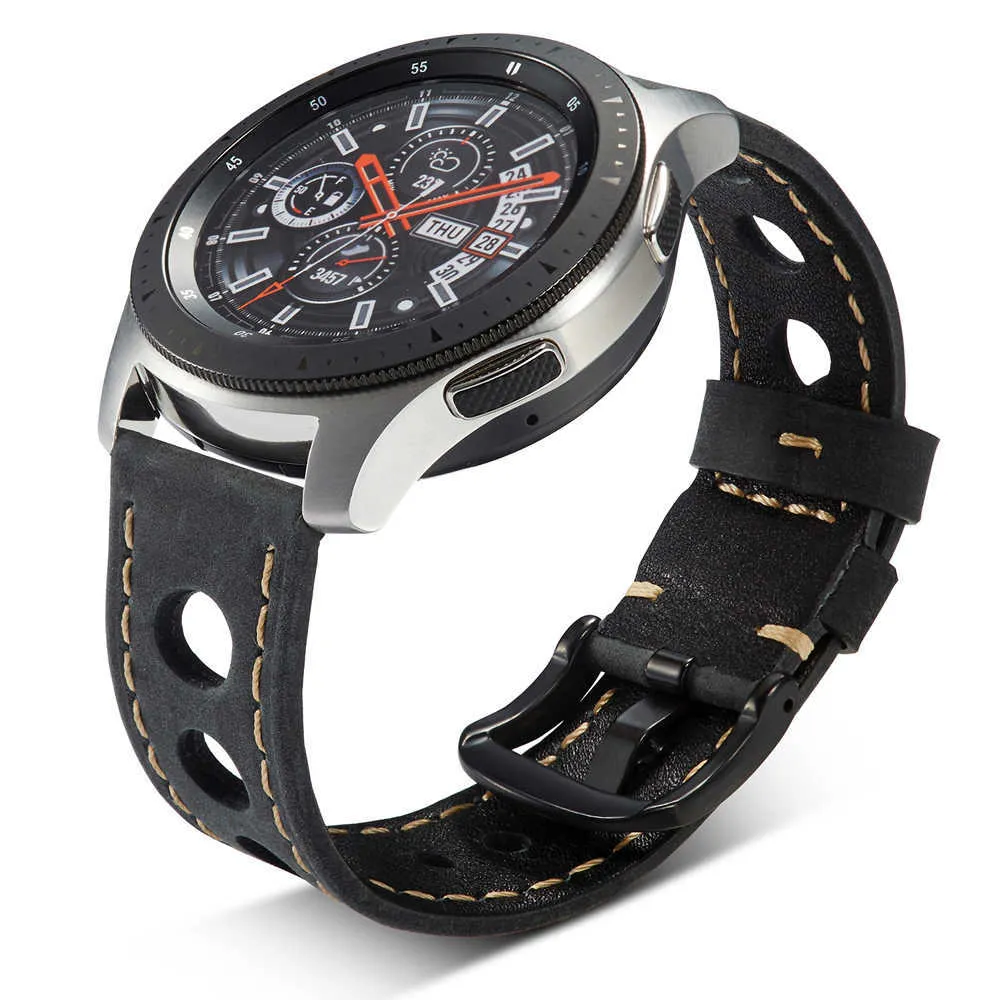 Bracelet de montre en cuir véritable trois trous bracelet de montre souple respirant avec boucle ceinture de montre en cuir de vachette 20mm 22mm Vintage marron H02189