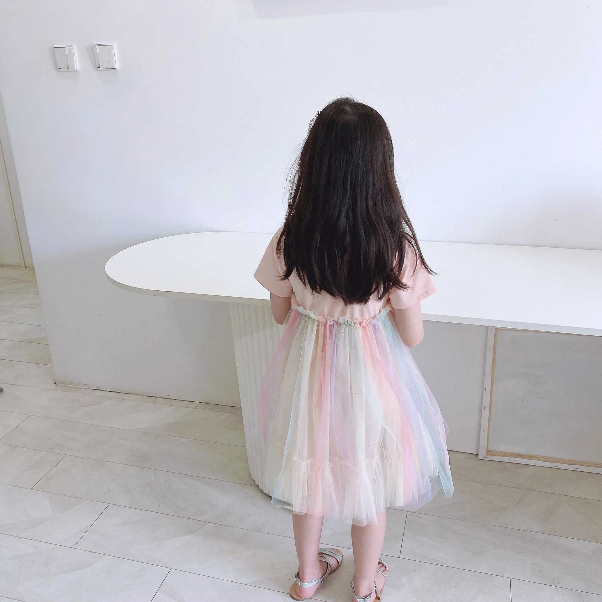Fairy Girls Butterfly Tulle Dress For Kids Appliques Princess Ruffles Kläder Ins Boutique 210529