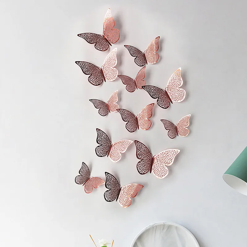 set Butterfly Wall Stickers set 3D Fense Feel Quartos Crianças Destar