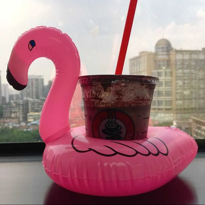 Nadmuchiwane Flamingo Napoje Puchar Uchwyt Basen Wanna Kreskówka Pływakowe Pływające Zabawki Coaster Donuts Owoce Balon Baloński Lody Kubek Uchwyty G711AN1J