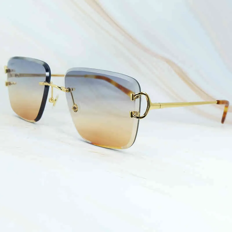 Diamond Cut Zonnebril Heren Accoshir Luxe Digner Carter Randloze Klassieke Zonnebril Vrouwen Vintage Shad Eyewear