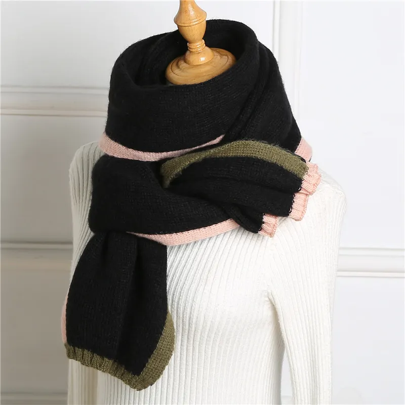 2020 Women Winter Scarf Knitted Solid Pashmina Warm Lady Cashmere Scarves Thick Blanket Wraps Bandana Female Stole