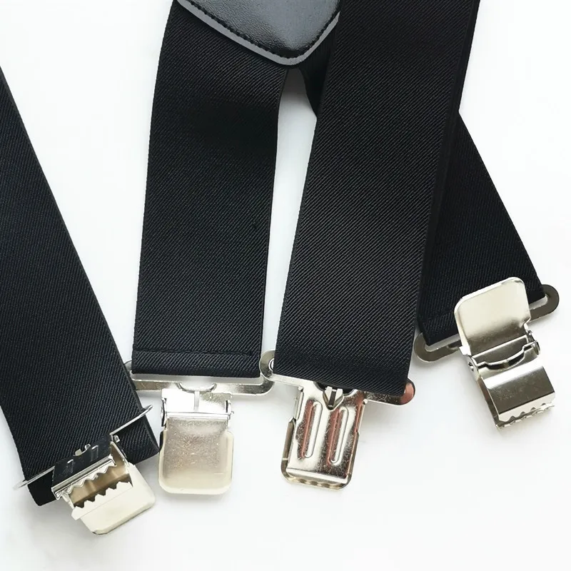 Plus maat 50 mm brede mannen Suspenders Hoge elastische verstelbare 4 sterke clips Suspener Zware duty X Achterbladen Braces 5 kleuren286A