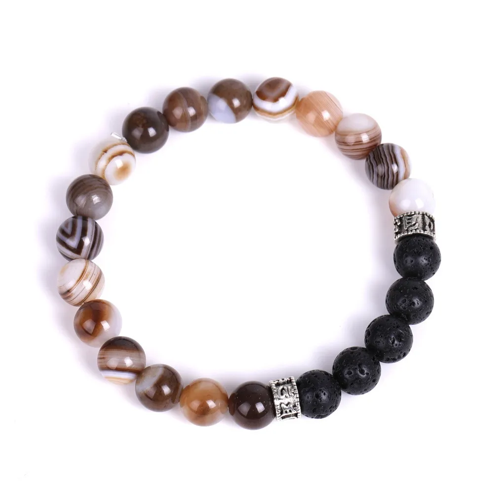 Bracelet Onyx Six-Charge True Words Bouddhism Purification Reiki Yoga Volcanic Stone Handstring Bijoux populaire