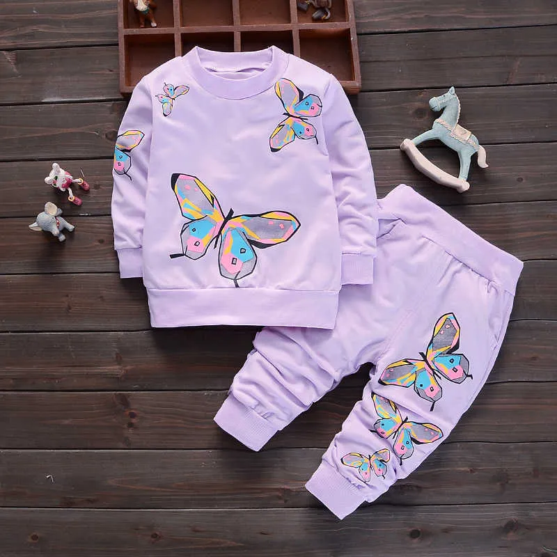 Botezai子供女の子服セット夏のファッションスタイルED Tシャツ+パンツ2個のベビー服211025