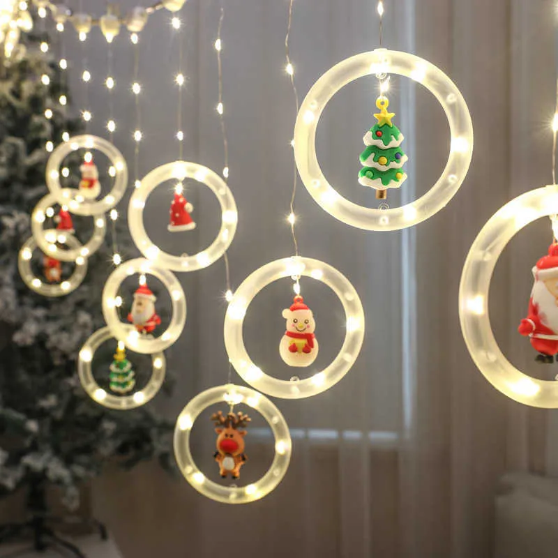 LED Light String Garland Wesołych Świąt Boże Narodzenie Dekoracje do domu Boże Narodzenie Gifts Navidad Choinki Ozdoby Happy Year 2022 211018