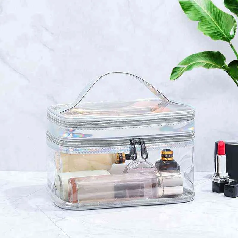 Nxy Cosmetic Bags Sac ￠ Cosm￩tiques Transparent Et ￉tanche Portable Ensemble De Rangement Pour Voyage Salle Bain Organization 220302