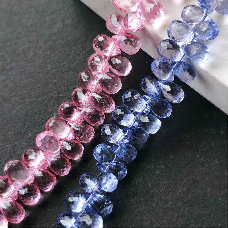 Icnway 2 perles topaze naturelle 4X6mm 5X7mm facettes larme bijoux à bricoler soi-même accessoire collier Bracelet boucles d'oreilles perles en vrac