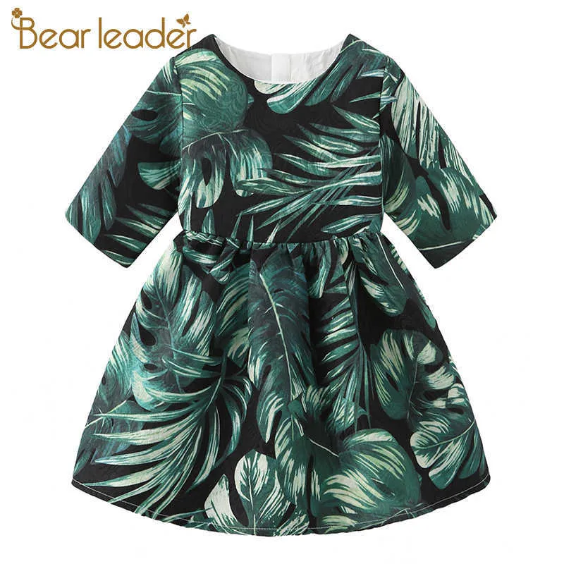 Bärenführer Mädchen Prinzessin Kleid Marke Sommer Kinder Kleider Green Leaf Kleid A-Linie Kostüme Teenager Kinder Vestidos 3 9Y 210708