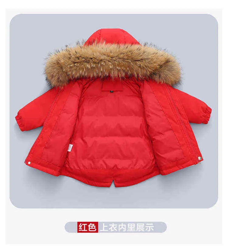 Children's Down Jacket Suits Thicken Kids Winter Toddler Boys Girls Coat Genuine Fur Baby Clothing Set White Duck 211203