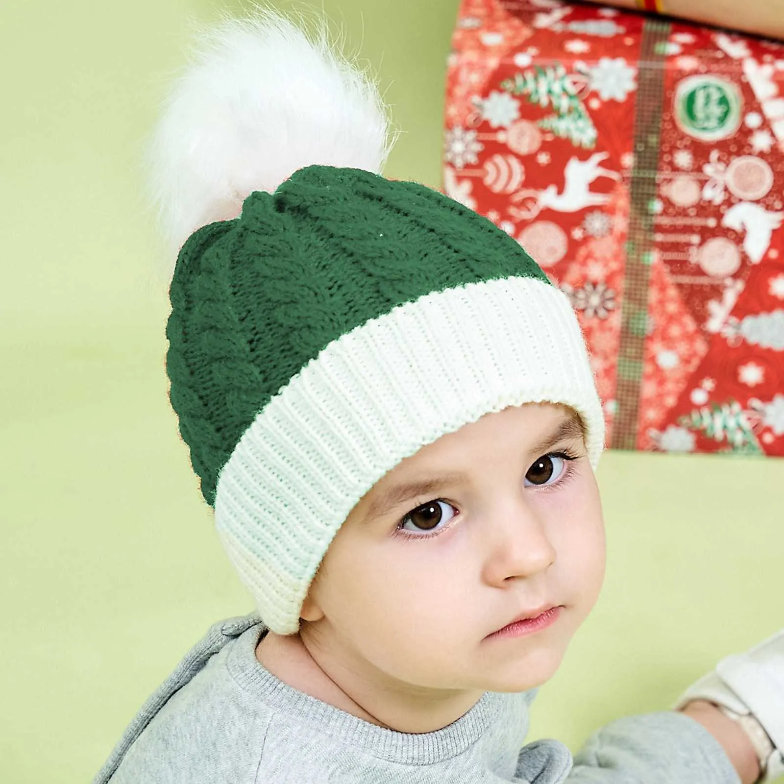 2021 bébé enfants noël mignon pompon bonnet automne hiver chaud tricoté enfants solide boule de poils élastique casquettes
