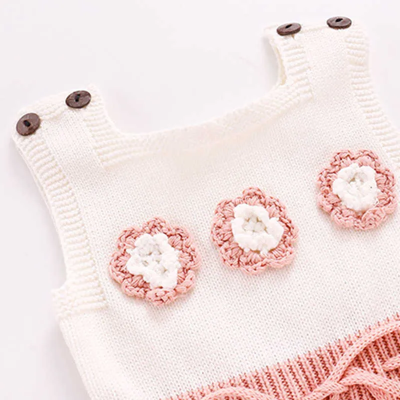 Tricoté laine combinaison automne hiver balle à la main bébé infantile sac pet barboteuse enfants vêtements 210611