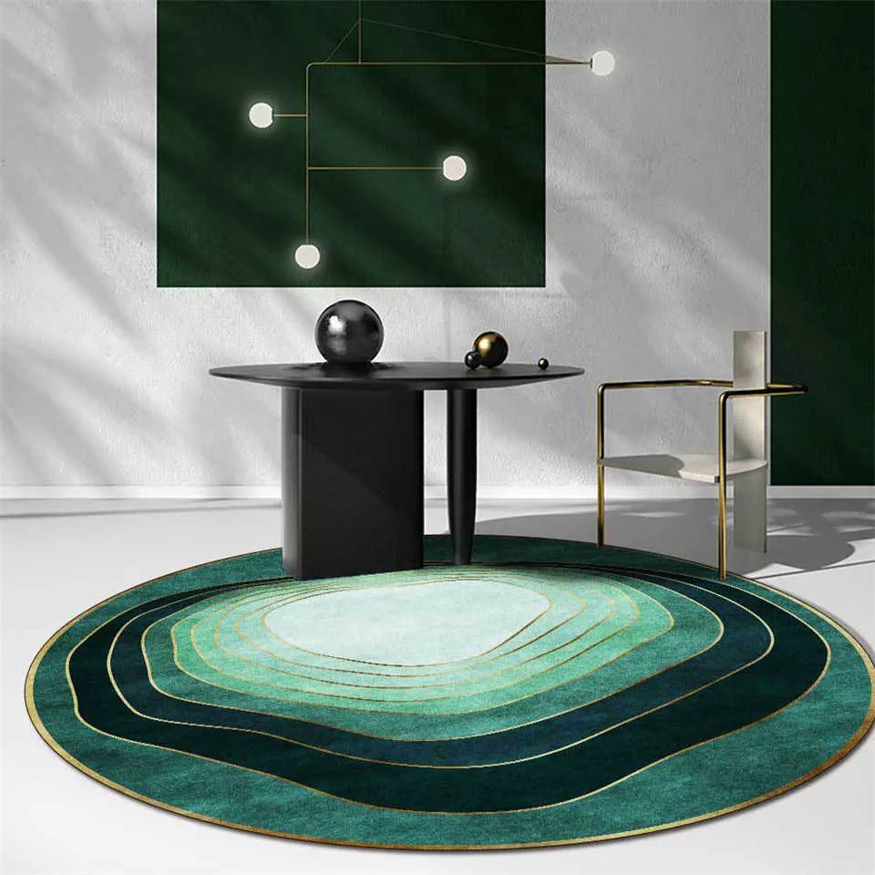 Modern Luxury Gradient Green Round Rug For Living Room Floor Carpet Coffee Table Chair Mat Bedroom Decoration Abstract 210626