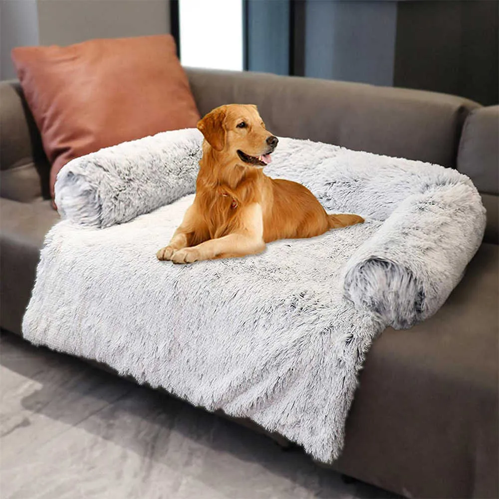 Ny mjuk plysch hundmatta soffa lugnande säng ultra päls tvättbar pad filt s kudde möbler täckskydd pet h0929284w