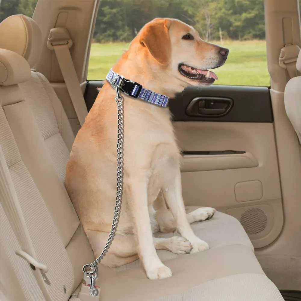 معدن الكلب القط مقعد السيارة حزام المقود الحيوانات الأليفة حزام حزام السلامة جرو سيارة حزام الأمان الرصاص قابل للتعديل للكلاب القطط منتجات الحيوانات الأليفة 211006