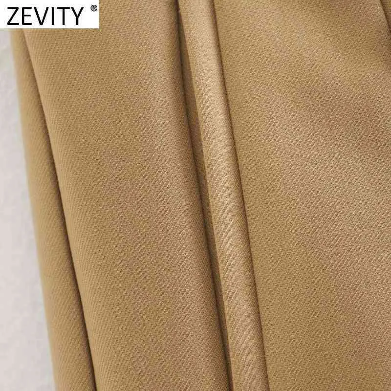 ZEVITY NIEUWE Women Vintage Double Breasted Solid Casual Slim Shorts Skirts Dames Side Zipper Chic Shorts Pantalone Cortos P960 210419